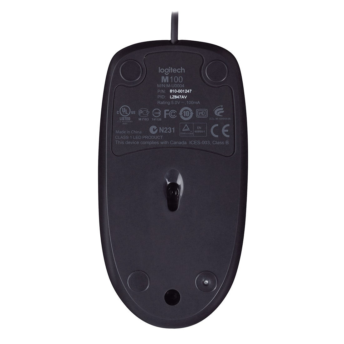 Mouse Logitech M100 Preto USB com Fio - 910-001601