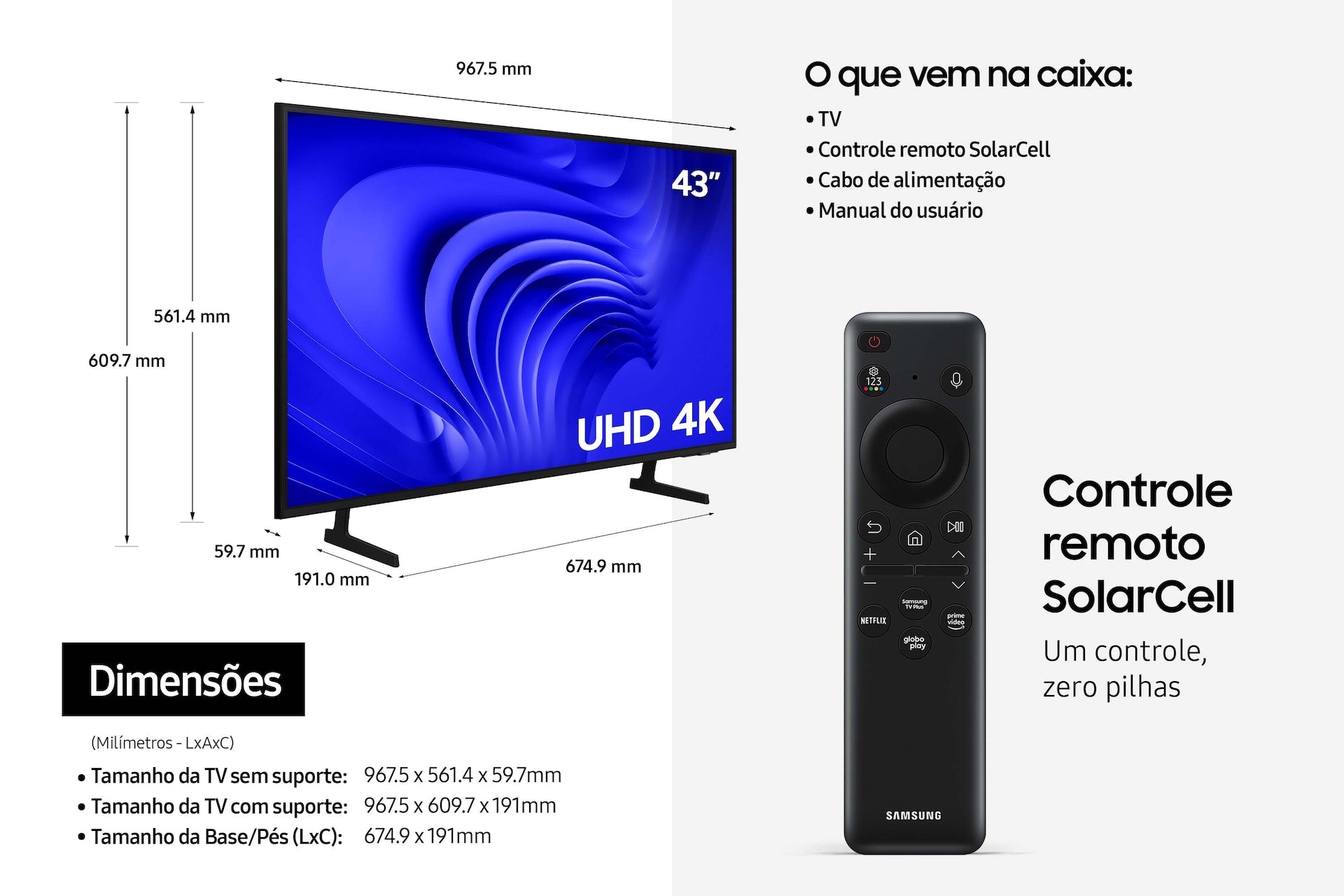 TV Samsung Smart LED 4K 43" - UN43DU7700GXZD-B