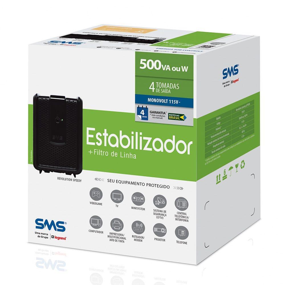 Estabilizador SMS Revol. Speedy 500VA Mono115 15971 - Mega Market