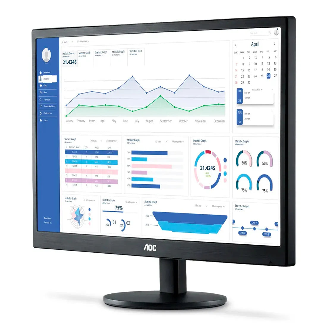 Monitor AOC 23,6" 75Hz HDMI Painel WVA M2470SWH2