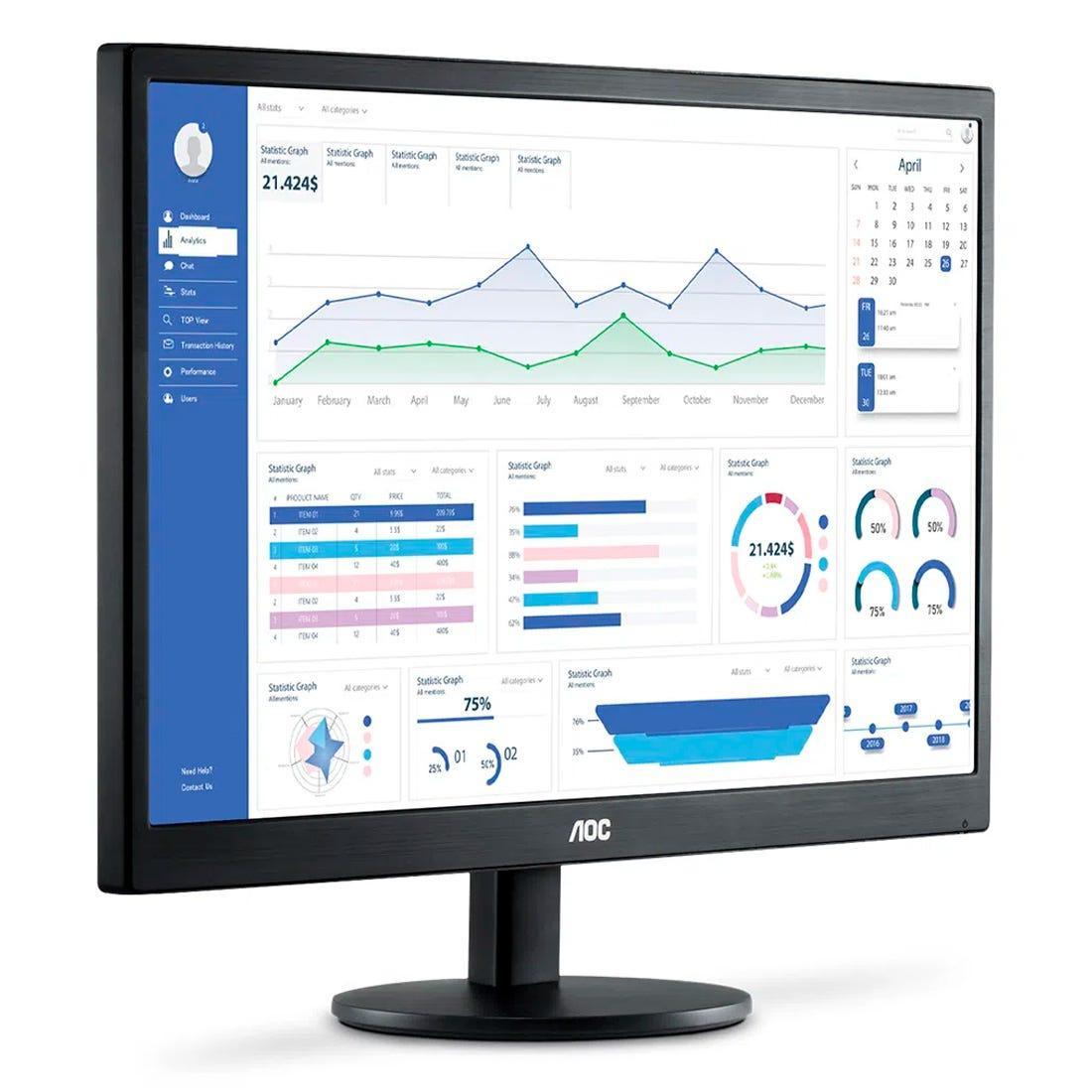 Monitor AOC 21'5 LED 60Hz FHD VGA/HDMI E2270SWHEN - Mega Market