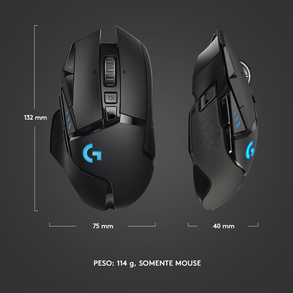 Mouse Gamer Logitech G502 Pt Lightspeed sem Fio 910-005566-V