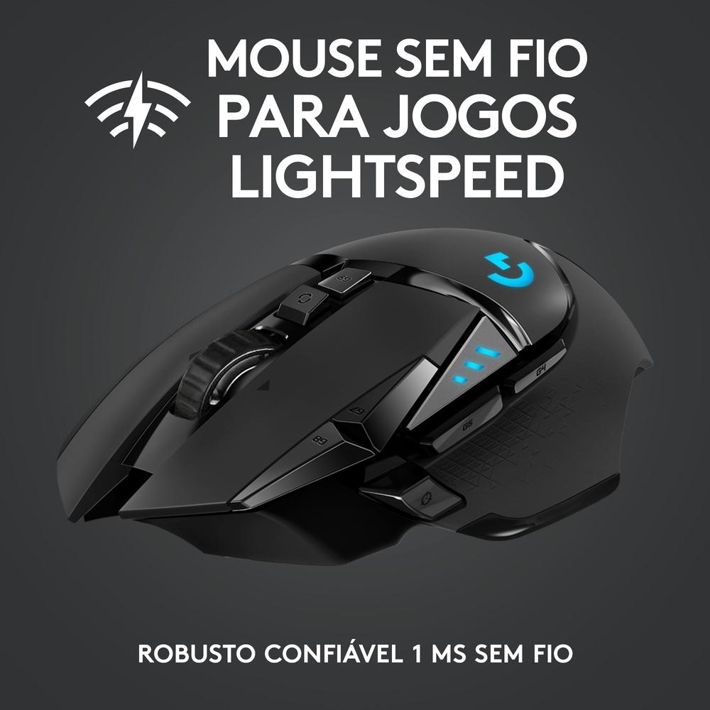 Mouse Gamer Logitech G502 Pt Lightspeed sem Fio 910-005566-V