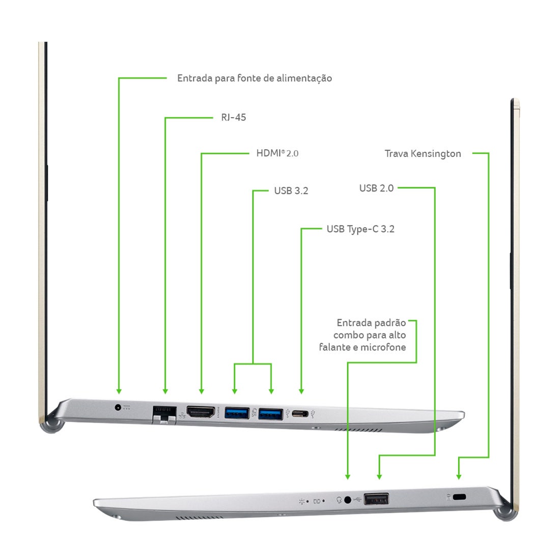 Notebook Acer A514-54-57HC Intel i5 8GB 512GB SSD Windows 11 Pro - NX.AUKAL.00K