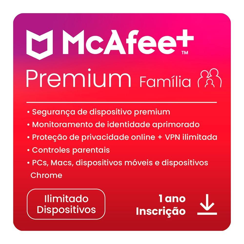 Plus Family McAfee + Família Dispositivos ilimitados 1 ano ESD - MPP31BNRURPFD - Mega Market