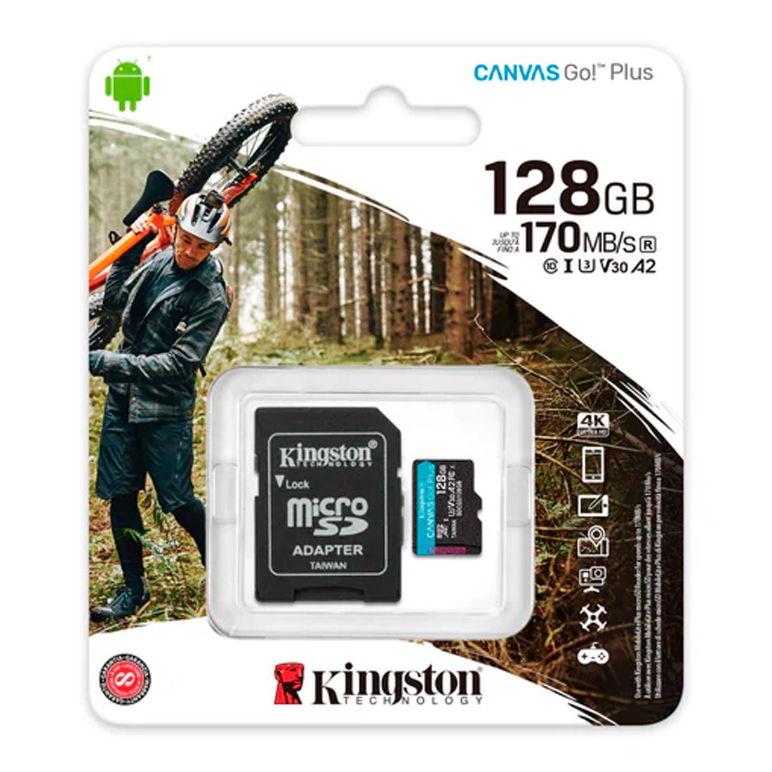 Cartão de Memória Kingston 128GB Canvas Go Plus SDCG3/128GBi