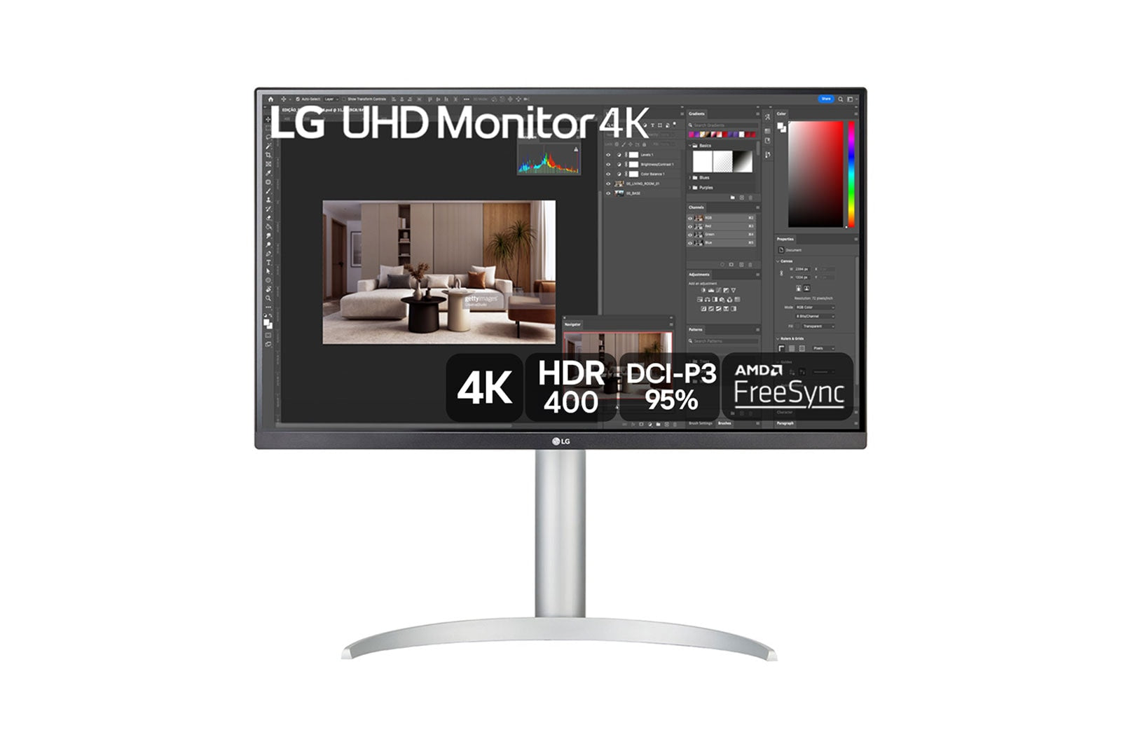 Monitor LG 27" 5ms Ajuste de Altura IPS Ultra HD - 27UP650-W