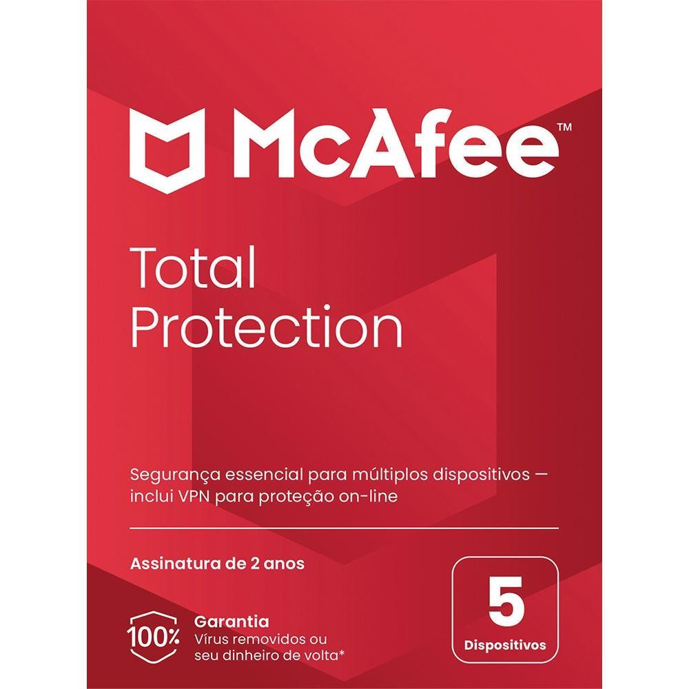 Total Protection McAfee 5 dispositivos 2 anos ESD - MTP32BNR5 - Mega Market