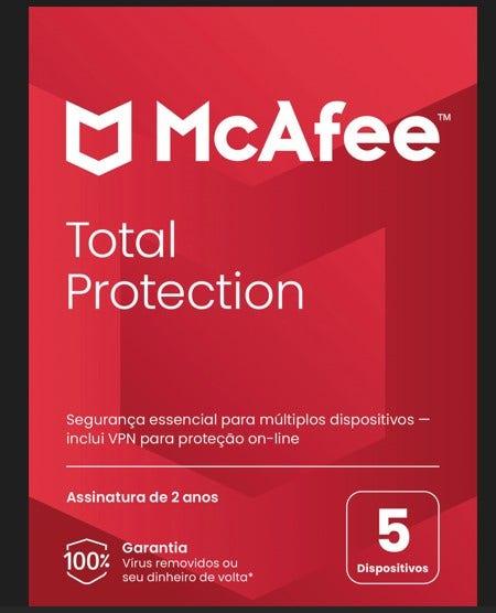 Total Protection McAfee 5 dispositivos 2 anos ESD - MTP32BNR5 - Mega Market